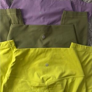 Lululemon Leggings Set in Lime Green, Olive, and Purple